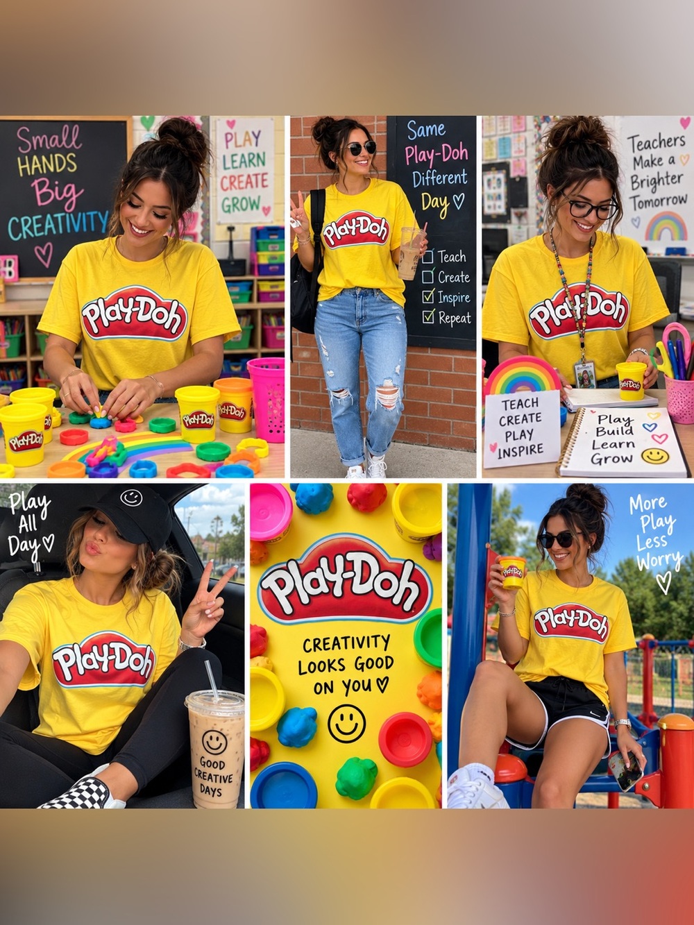 Women’s Play-Doh Yellow Glitter Graphic T-Shirt